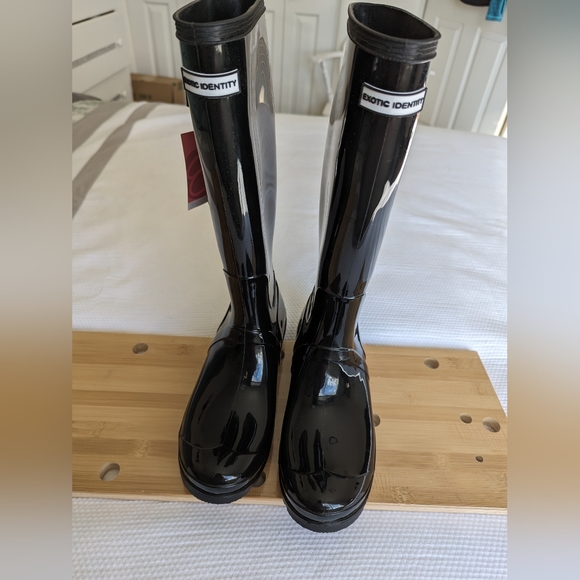 New Exotic Identity Original Tall Rain Boots Waterproof Premium Black size 10 - Picture 3 of 8